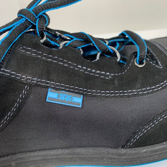 SAS Womens Black Sporty Lace-Up Walking Shoes Blue Accents Tripad Comfort SZ 9S - Picture 9 of 9
